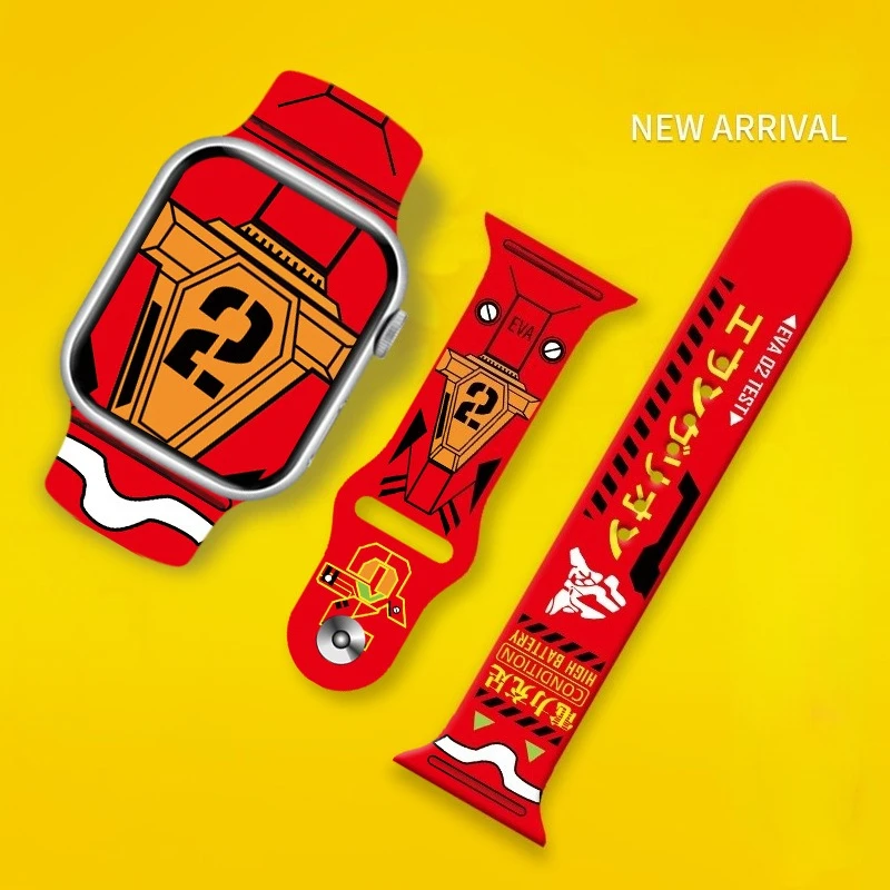 Neon Cute Genesis Classic Evangelion Fashion Printed Soft Silicone Watch Band Replacement Strap for Apple IWatch Series 10 Ultra view 2