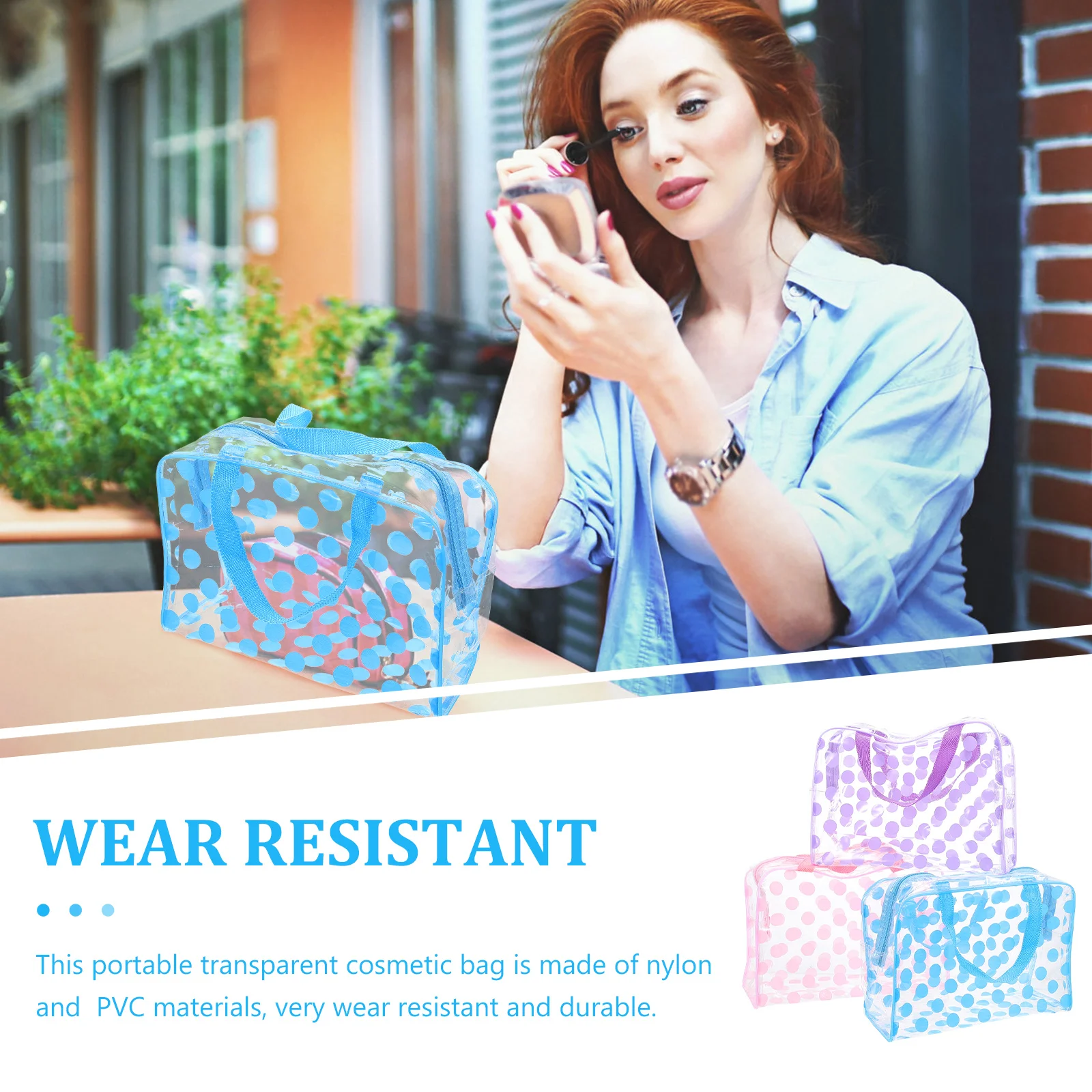 

3pcs Waterproof Toiletry Bag Clear Travel Makeup Organizer Large Capacity PVC Pouch Foldable Storage Container Wash Bag