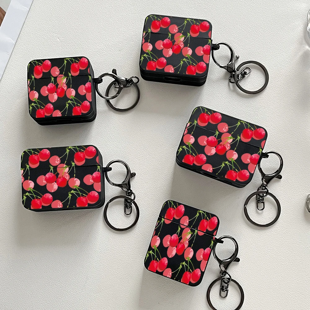 애플 에어팟 프로/프로 3/프로 2용 패션 핑크 체리 패턴 이어폰 케이스 에어팟 1/2/3/4 커버용 보호 헤드폰 케이스