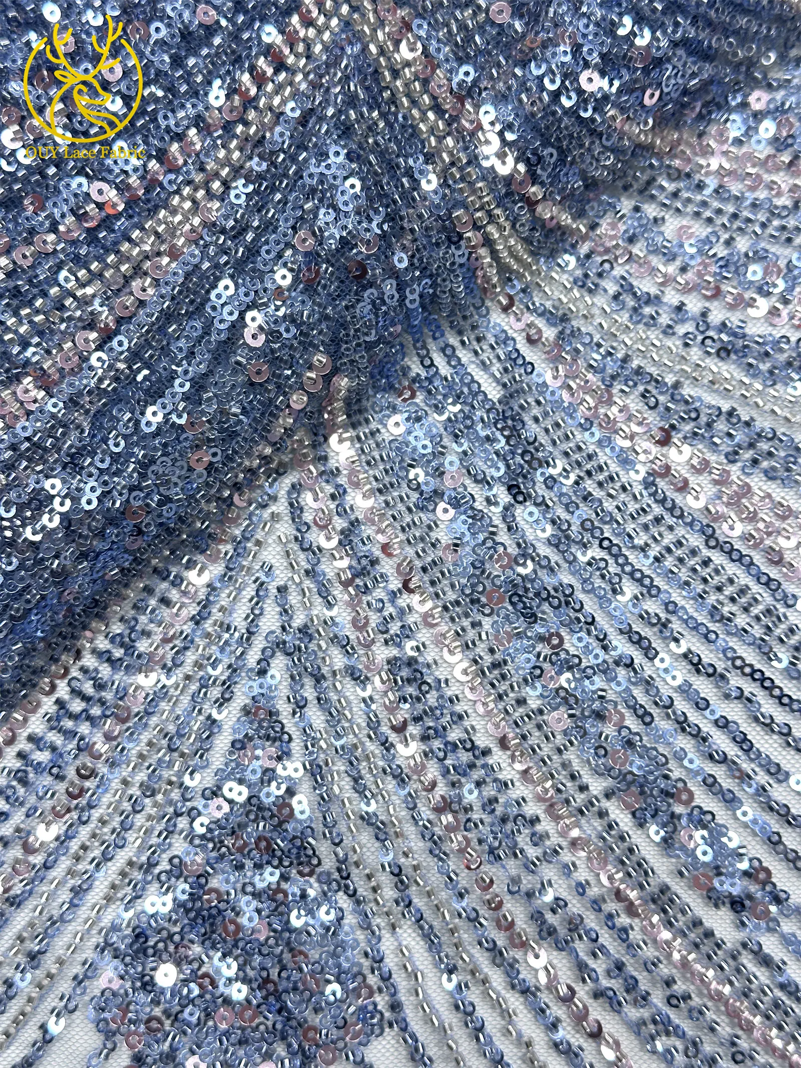 2026 Neues Design Luxuriöser Afrikanischer Perlen-Spitzenstoff 5 Yards Afrikanischer Pailletten-Spitzenstoff für Hochzeitskleider und Partykleider Nähmaterial – Detail 13