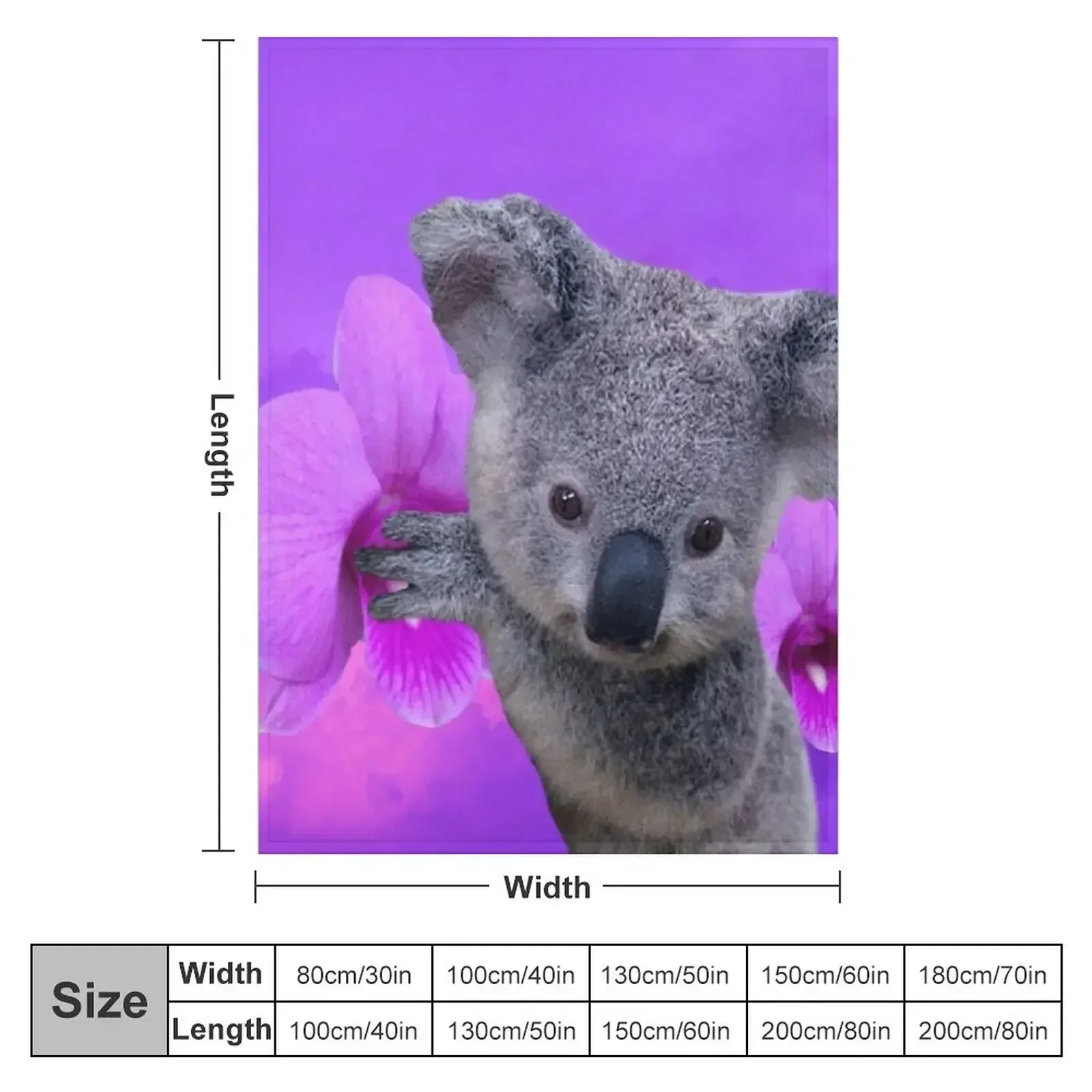 Koala and Orchids Throw Blanket Sofa Bed manga anime Camping Furrys Blankets