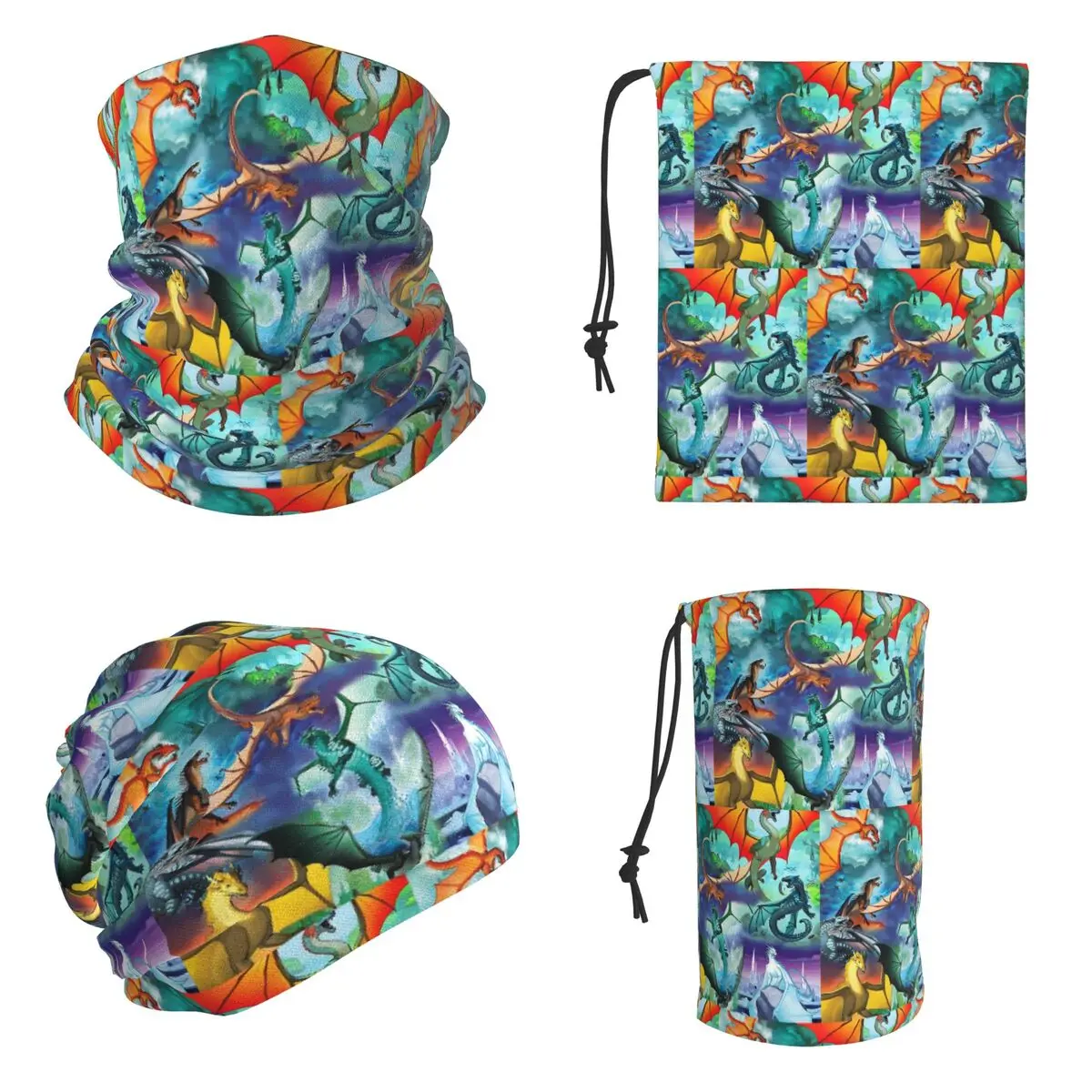 Wing Of Fire All Dragon Pattern Background Bandana Neck Gaiter Printed Mask Scarf Running Balaclava Unisex Adult Windproof