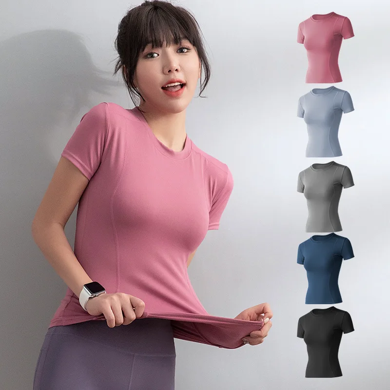 

Sports top female network red tight thin wearing short-sleeved T-shirt gym running yoga clothes