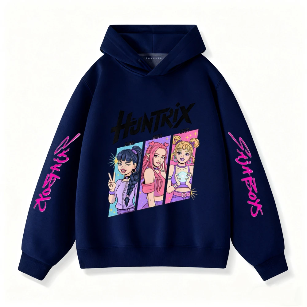 شيطان الصيادين Huntrix بلوزات العصرية هوديس غير رسمية نمط جديد الفتيات الطفل طويلة الأكمام طفل Crewneck مقنعين البلوفرات