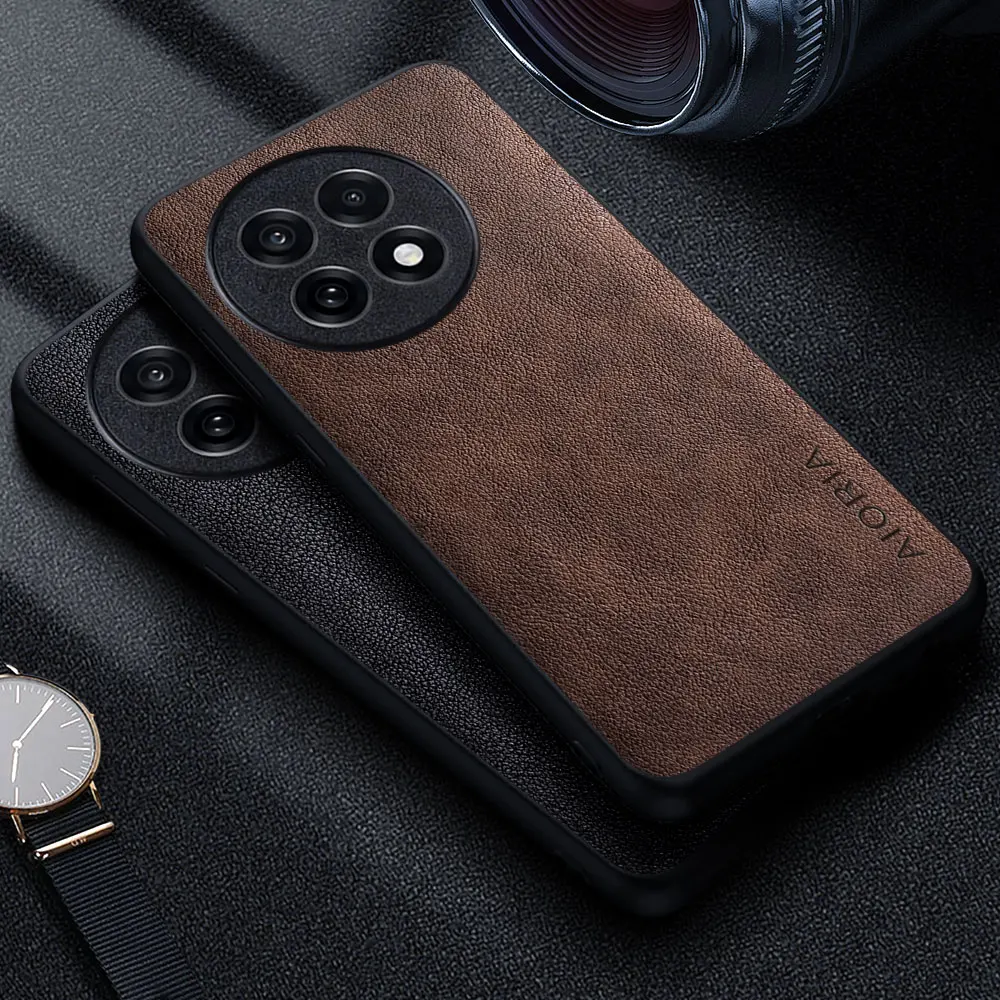 Premium Luxus Leder Handyhülle für Oneplus 13R Retro Business Style Einfarbige Abdeckung Funda Capa