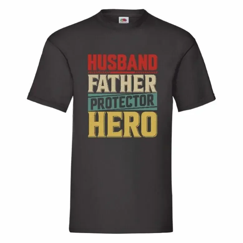 Husband Father Protector Hero T Shirt Small-2XL Fathers Day