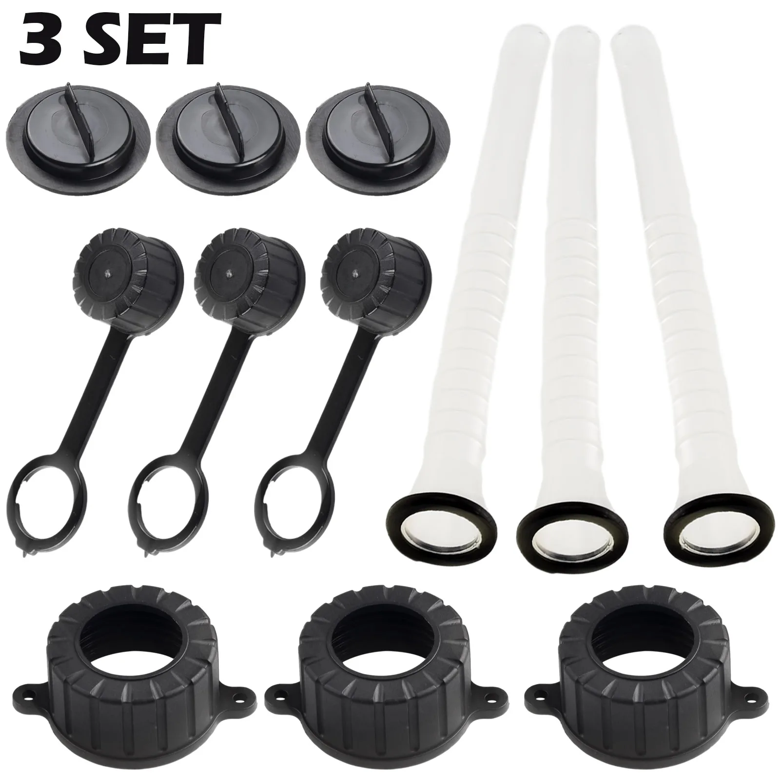 3 Pack ABS Fuel Spout Replacement Kit With Vent Cap Gasket For For Rubbermaid Kolpin Gott Gas Can Lawn Mower For ATV Refueling P