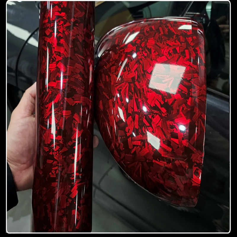 High Glossy Black Gold Silver Red Forged Carbon Fiber Vinyl Wrap Film Adhesive Motorcycle Scooter Car Decal Wrapping