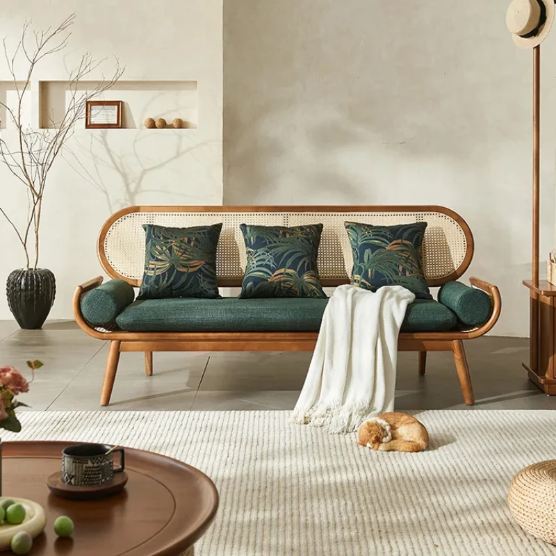 

Solid wood vine three-person sofa