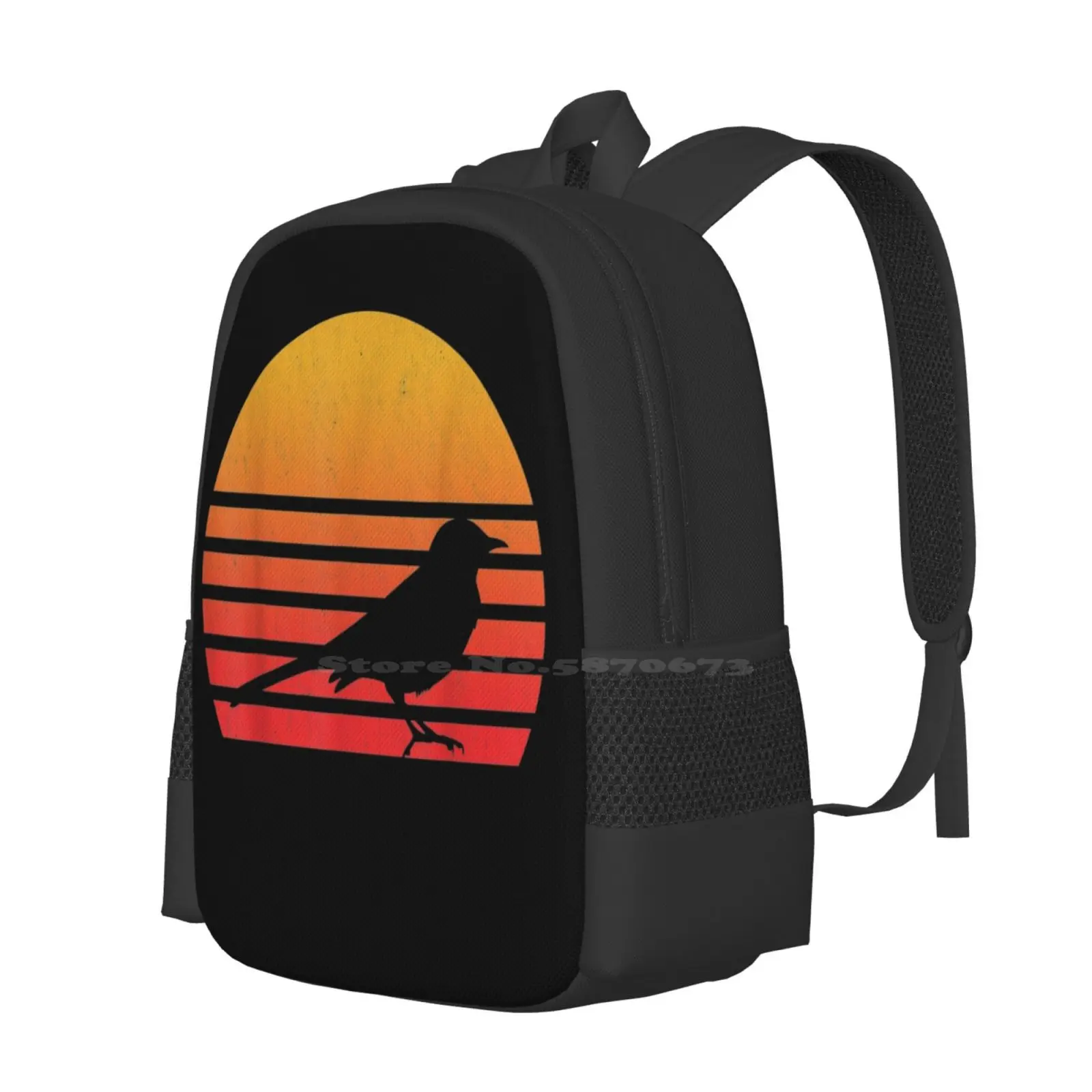 خمر ريترو ستايل غروب الشمس الطائر المحاكي تي شيرت رائجة البيع على ظهره حقائب الموضة رجالي مضحك الرسم شعار ريترو خمر خمر