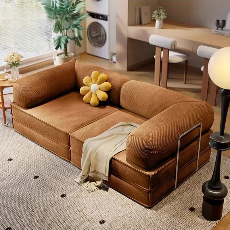 Compressed Convertible Fabric Upholstered Sectional Sofa Bed for Home Living Room Furniture for Apartment Use Manufactured Home