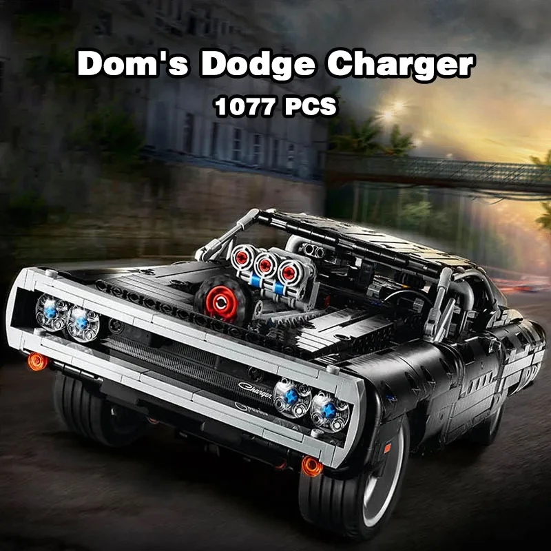 Dom's Dodge Charger Compatible 42111 Building Blocks Bricks Classic Black Sports Car Birthday Christmas Toys Gifts