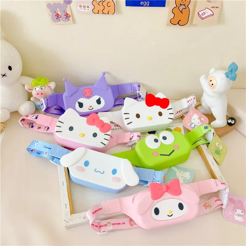 Anime Hello Kitty sanhos Bags Cinnamoroll Chest Bag Gel di silice Cartoon Cute Kuromi Crossbody Travel For Children Sport Toy Kids