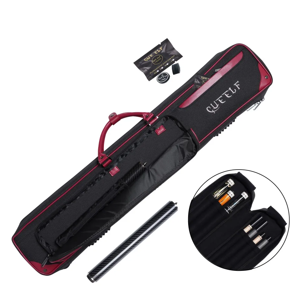 

Black Pool Cue Case 3B4S Pool Cue Carrying Case Pool Cue Bag Holds 3 Butts and 4 Shafts Multiple Accessory Pockets