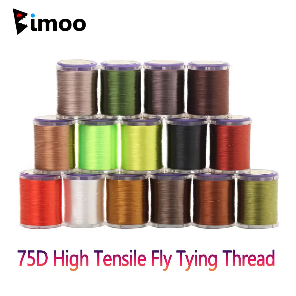 Bimoo 250 Yards 75D Super Fine High Tensile Fly Tying Thread Smooth Lightly Waxed Nylon Thread Nymph Dry Wet Fly Tying Material