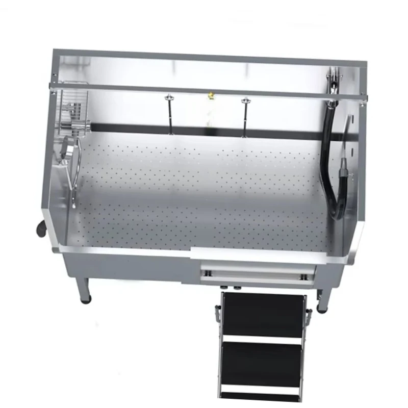 

Dog Bath Tub Grooming Stainless Steel with Ramp Faucet Soap Box for Large Small Pets Home for Pet Supplies