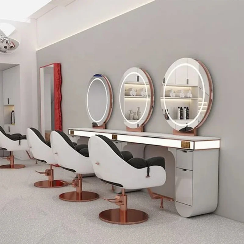 custom.Oval-Shaped Large Full Length Styling Barber Salon Furniture Wall Mounted Hairdressing Makeup Beauty Salon Mirror