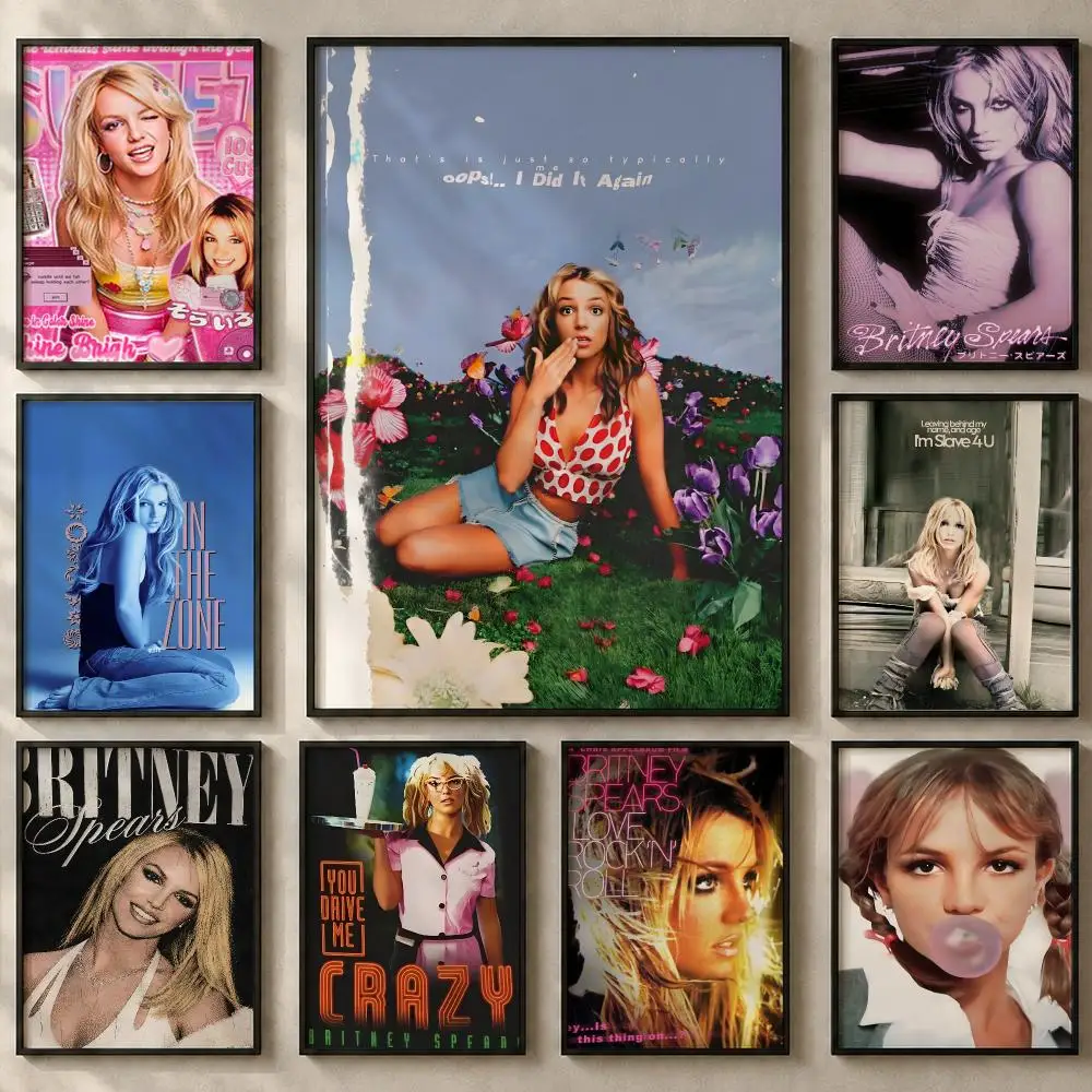 Singer B-Britney SpearsS Poster Art  Self-Adhesive No Glue Residue Wall Sticker for Home Office Nursery