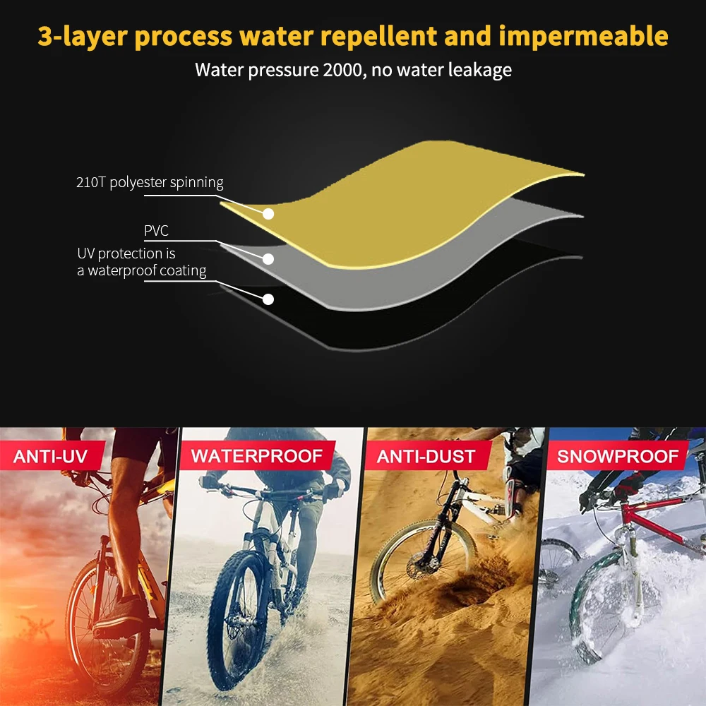 Bicycle Cover Bike Waterproof Snow Rain Cover 255x125cm UV Protector for Bike Dustproof 210T MTB Mountain Motorcycle All Seasons