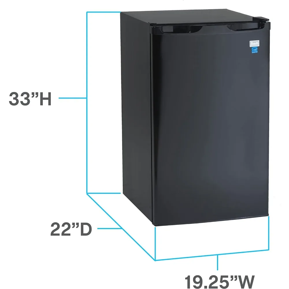 Lemari es, rak kaca, kompartemen Freezer pintu, Defrost, bintang energi, 4.4 kaki kubik, hitam, 33 "x 19.3" x 22"