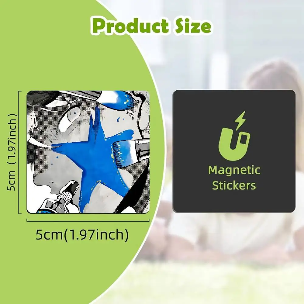 B-Blue P-Period Acrylic Refrigerator Magnets Square Sticker Kitchen Office Decor Creative Birthday Craft Gift