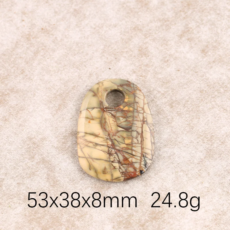 B&F Oval Pendant for Necklace Multi-Color Picasso Jasper—Natural Stone Fashion Handmade Jewelry Charm Accessories 53x38x8mm24.8g