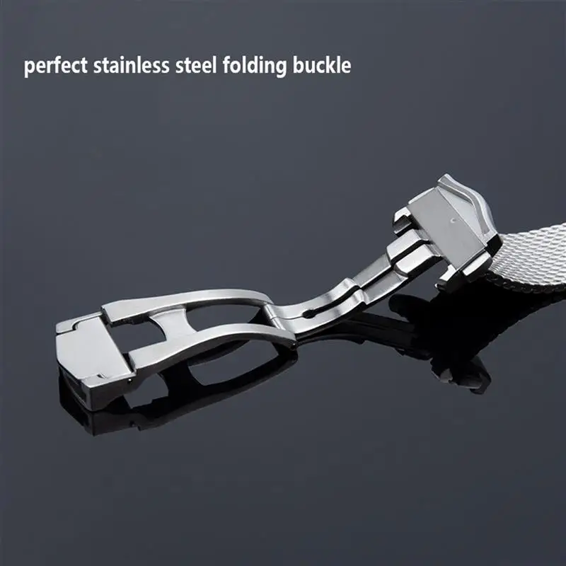 TINTAG Titanium steel 20mm Chain Strap For Omega 007 Seamaster Diver 300 Watch Band Replace Milanese Stainless Bracelet