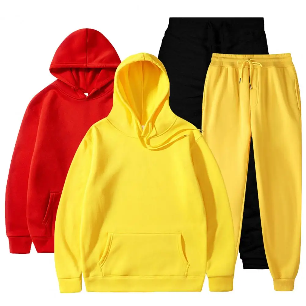 Keep Warm Super Soft Drawstring Large Pocket Pullovers Jacket Pants for Outdoor