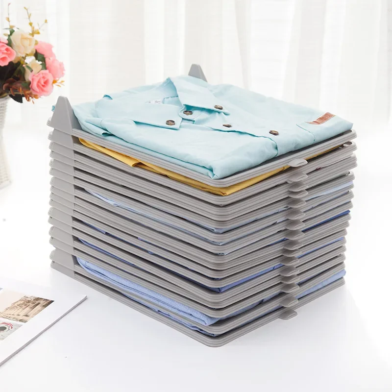 Cross-border Plastic Folding Storage ArtifactdressbookFolding Clothes Board Storage Rack Lazy Folding Board Multi-layer Hot Sale