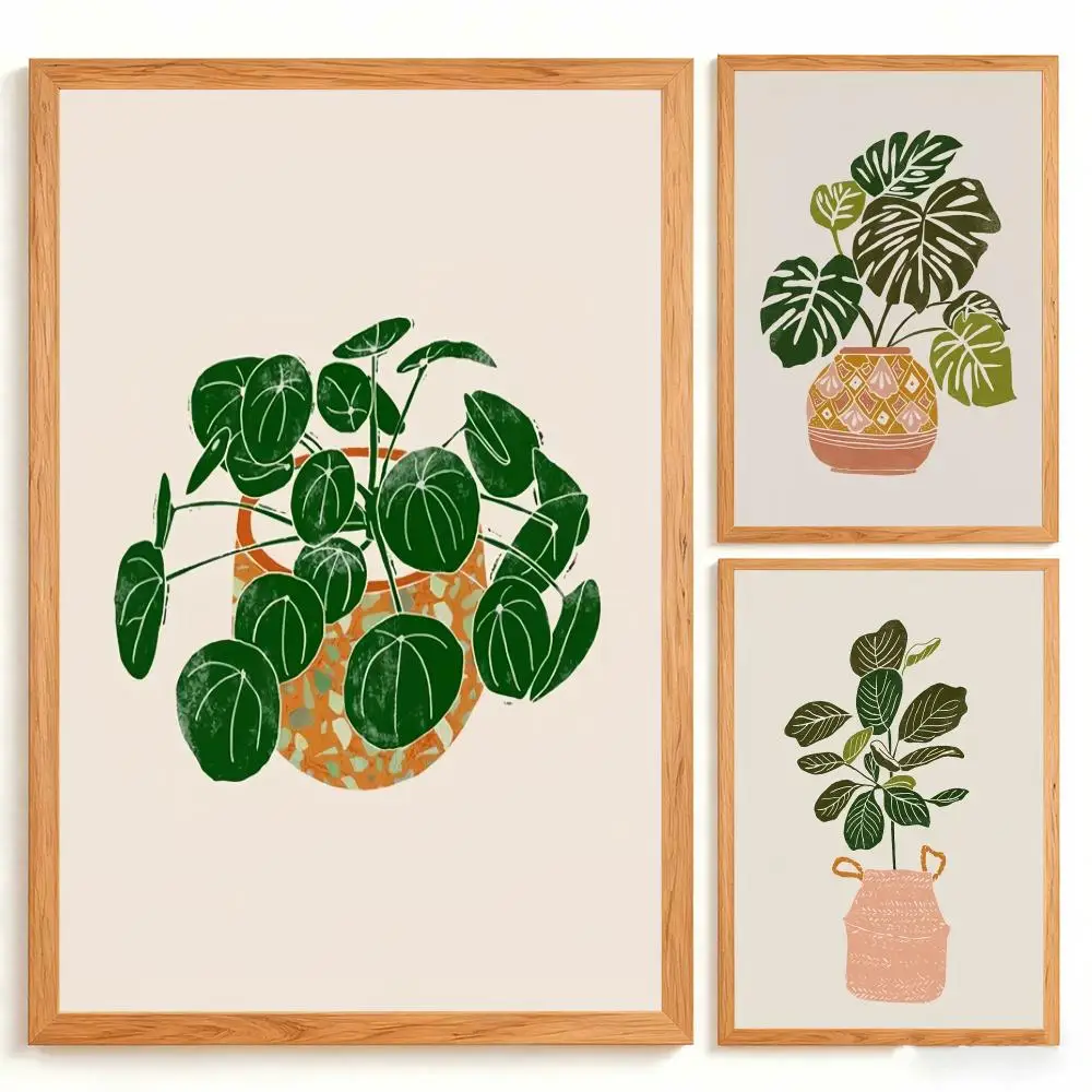 Boho Botanical HD Wall Art Poster Fiddle Leaf Fig Plant Illustration Houseplant Lover Nursery Decor Home Decoration Gift