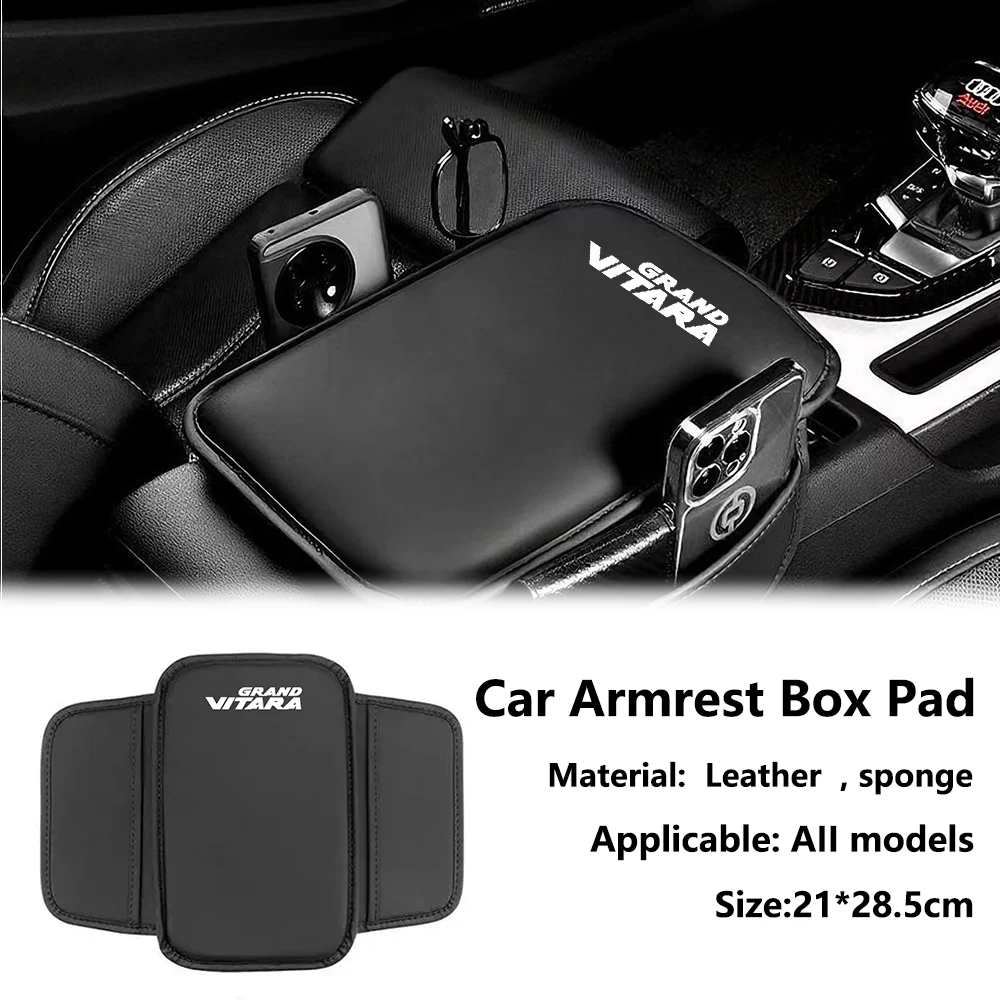 PU Leathe Center Console Heightening Comfort Armrest Pad Cover with Storage Pocket Anti Scratch For Suzuki Grand Vitara view 2