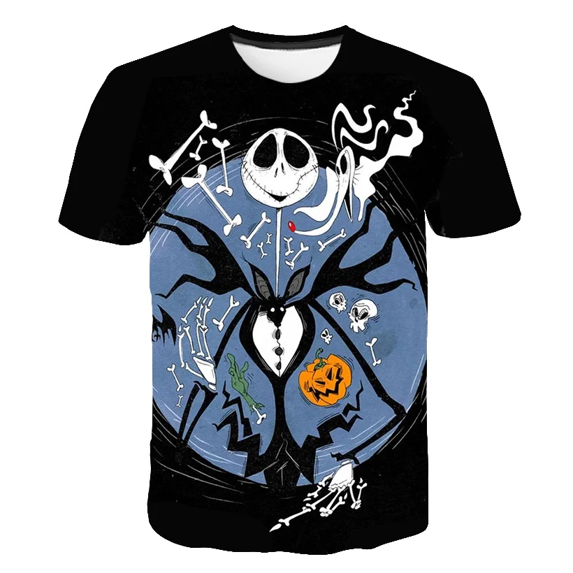 Halloween Funny T-Shirts The Nightmare Before Christmas Jack Skellington 3D Print Men Women Fashion T Shirt Kids Boys Tees Tops