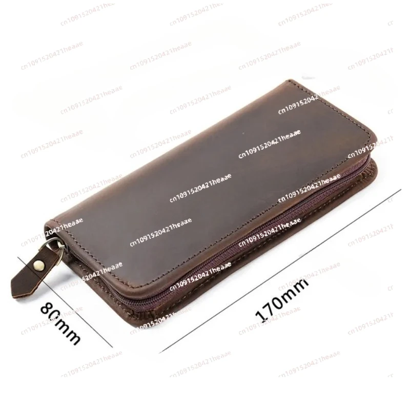 

Suitable for cowhide retro leather square zipper pen storage box