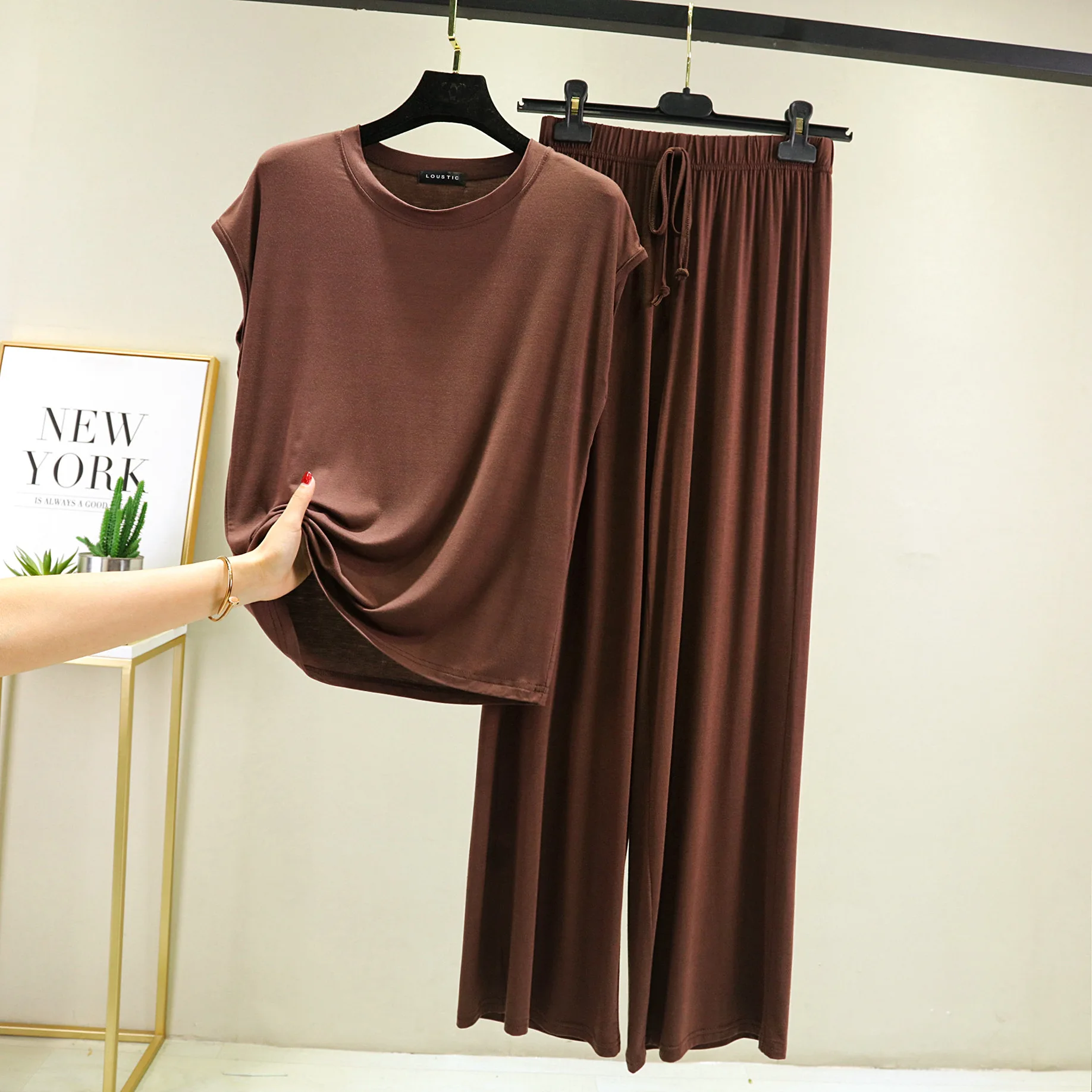 Summer Women's Sleepwear Modal Cotton Short Sleeve Trouser 2Pcs Set Loungwear Blank Solid Color Solf Korean Home Wear Pajamas