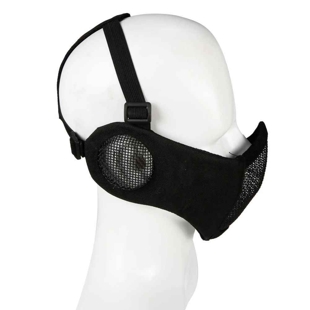 Tactical Half Face Mask Steel Mesh Protective Low-carbon Airsoft Shooting CS Wargame Cosplay Face Protective image 3
