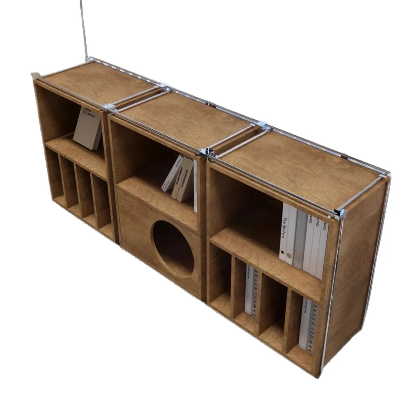 

Vintage, shelves, living room, floor to ceiling, side cabinets, birch, storage