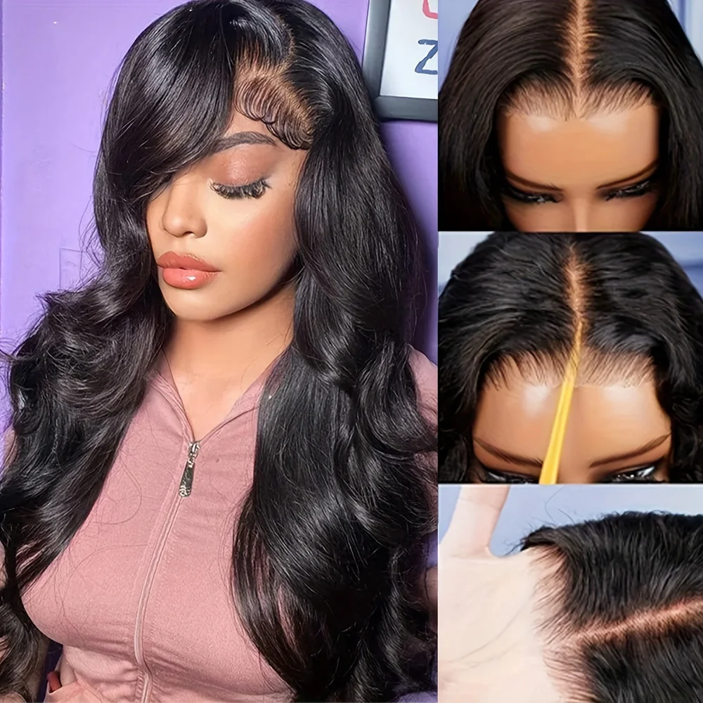 Body Wave 13x4 13x6 Lace Front Wig Human Hair Pre Plucked 250 Density with Baby Hair Natural Black 100% Human Hair Wig for Women image 3