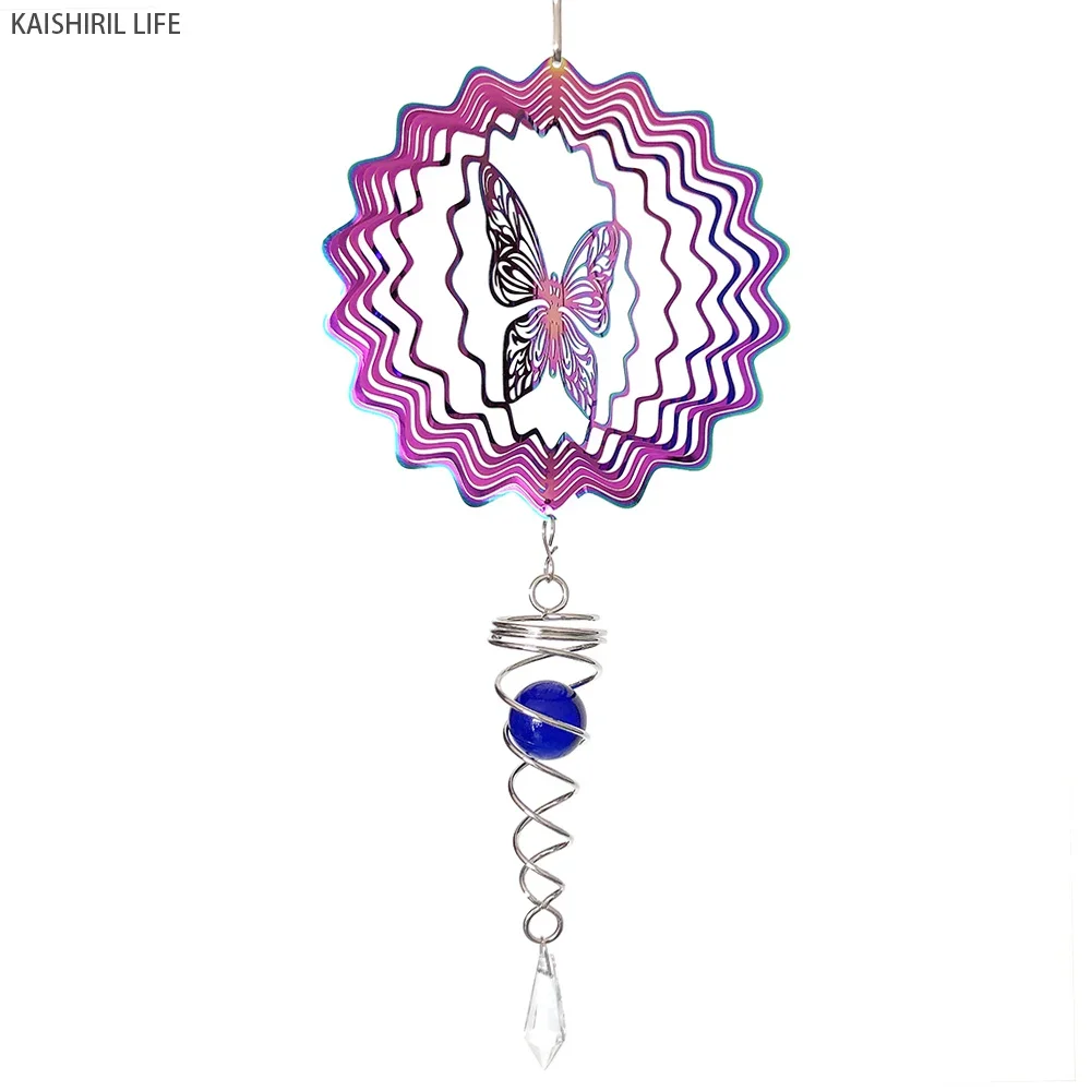 Rotating Outdoor Garden Decorations Wind Chimes Colorful Butterfly Fairy Balcony Wind Spinner Kawaii Home Wall Decor Pendants