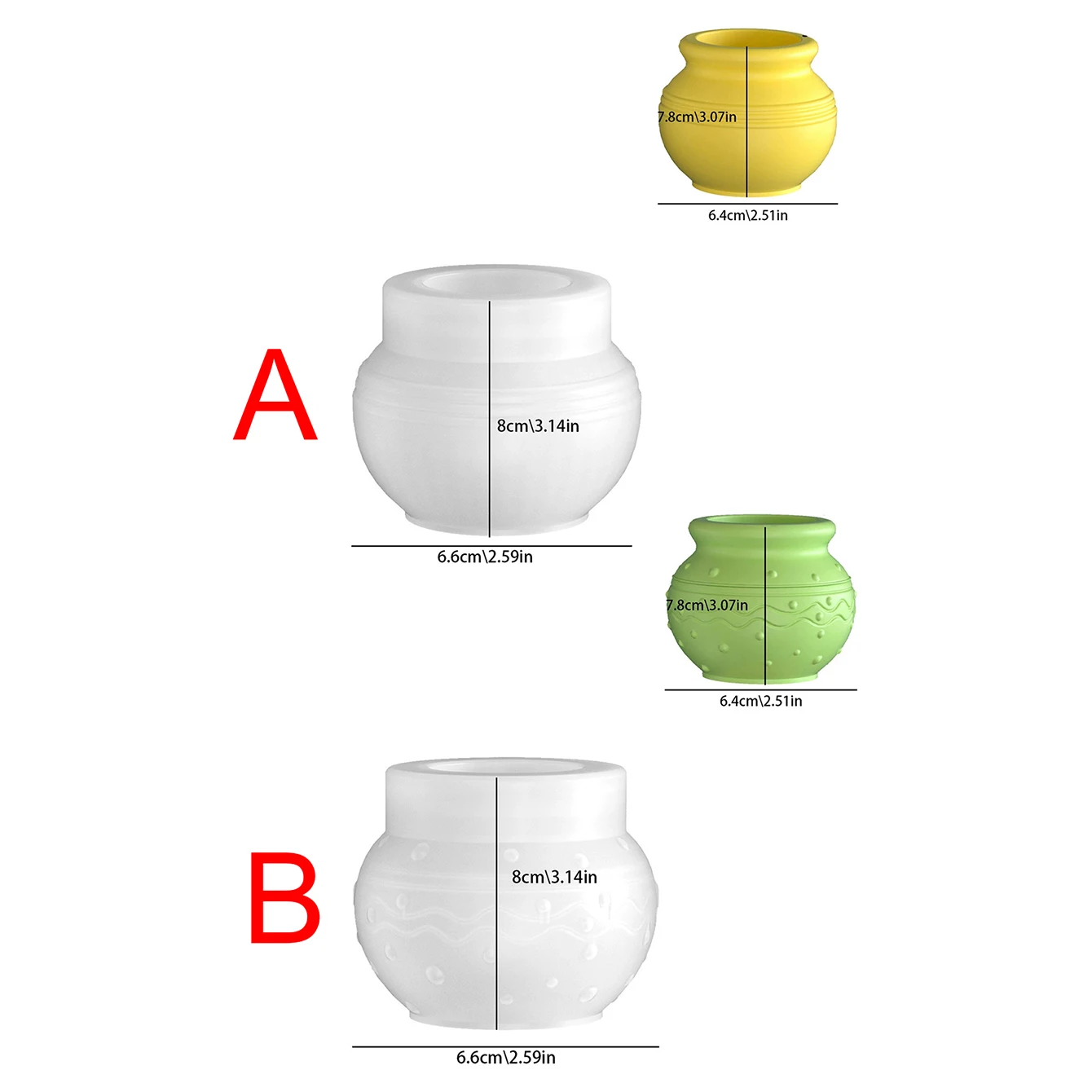 Line Polka Dot Embossed Round Silicone Mold, DIY Succulent Hanging Pot Aroma Candle Jar, Gypsum Cement Epoxy Resin Casting Mold