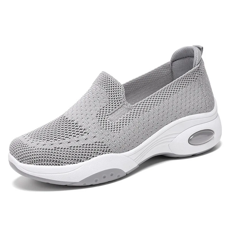 Ladies Breathable Mesh Slip On Walking Sneakers Air Cushion Platform Comfort Non Slip Casual Shoes