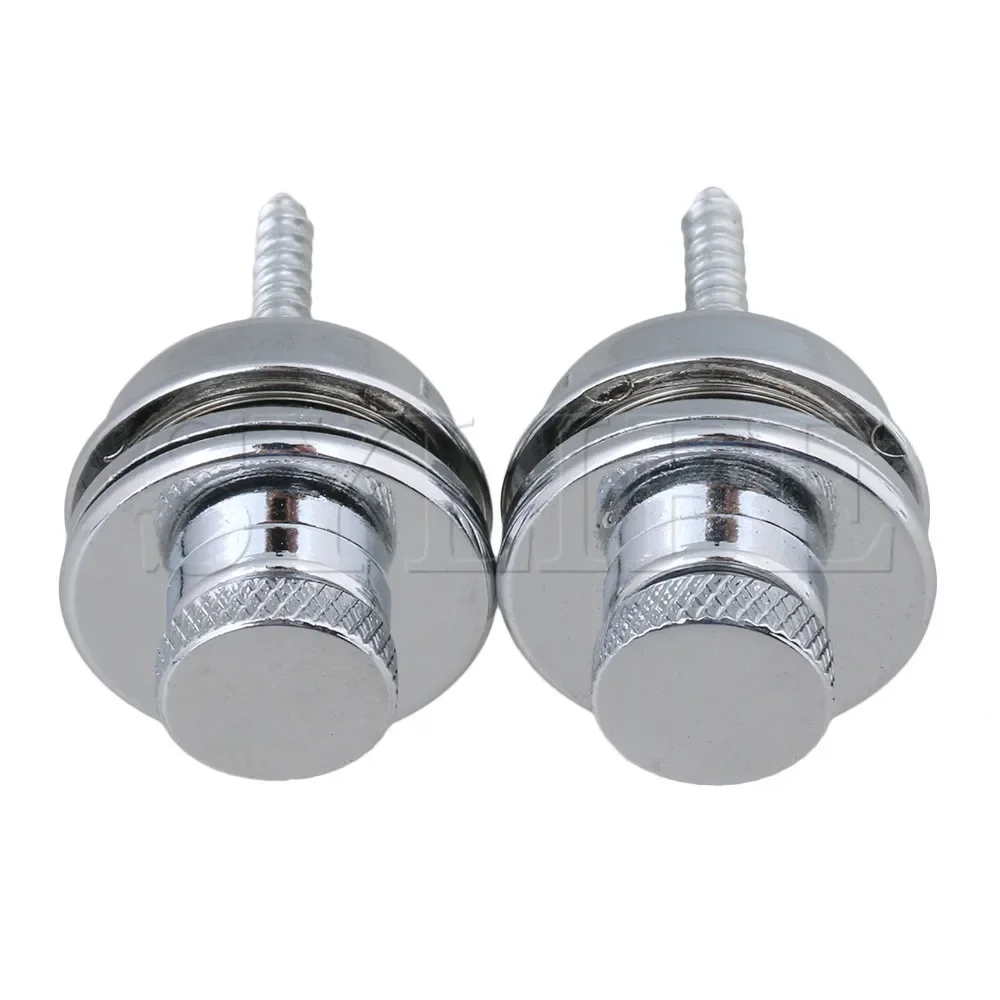 

2-Pack Chrome Guitar Strap Locks - Flat Head Safety Design for Electric/Bass