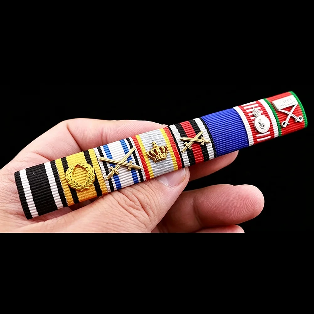 Military Ribbon Bar Multi‑Medal Ribbon Bar with Metal Devices Uniform Decoration Collectible Crafts Gifts