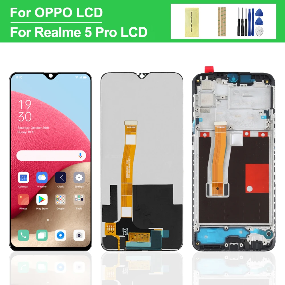 6.3\'\' For Oppo Realme 5 Pro LCD Display Touch Screen With Frame Digitizer Assembly Replace For Realme 5 Pro RMX1971