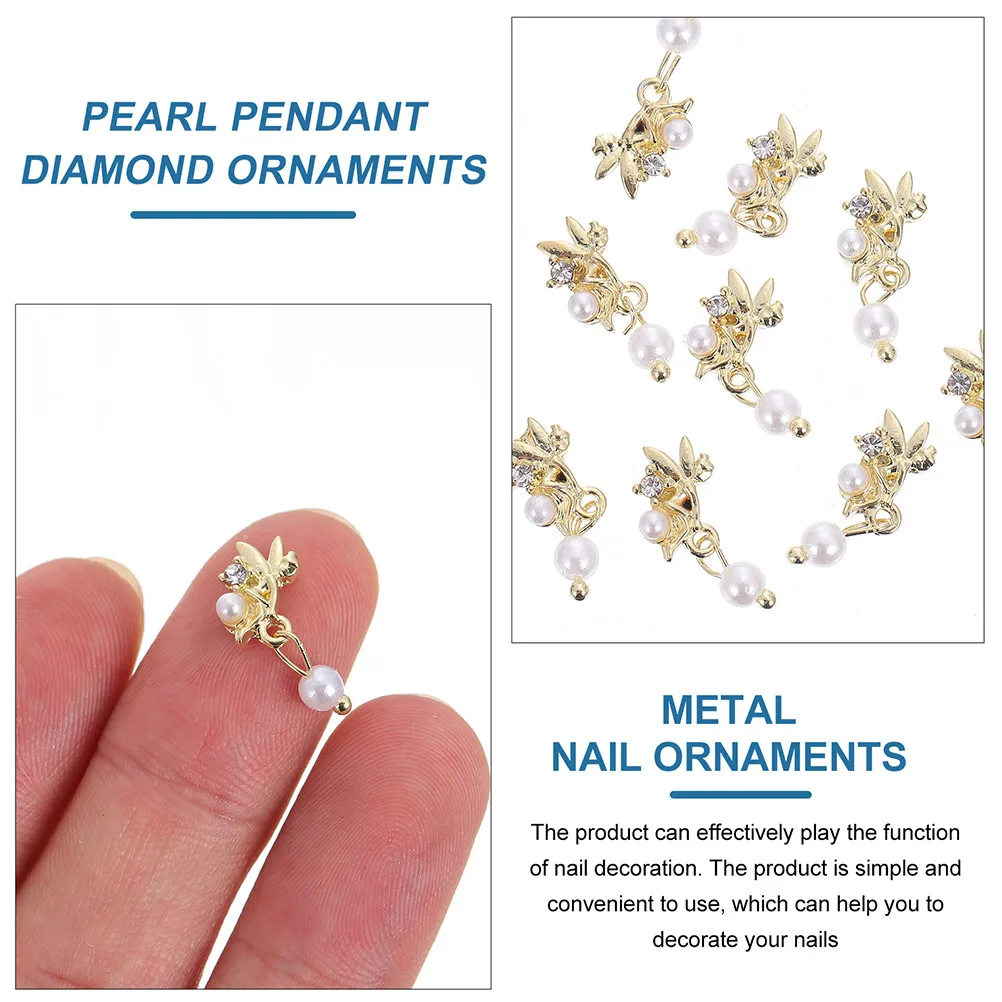 12Pcs Pearl Pendant Diamond Nail Manicure Decor Creative DIY Nail Art Supplies Fingernail Ornament Manicures Pearl Patch Unique