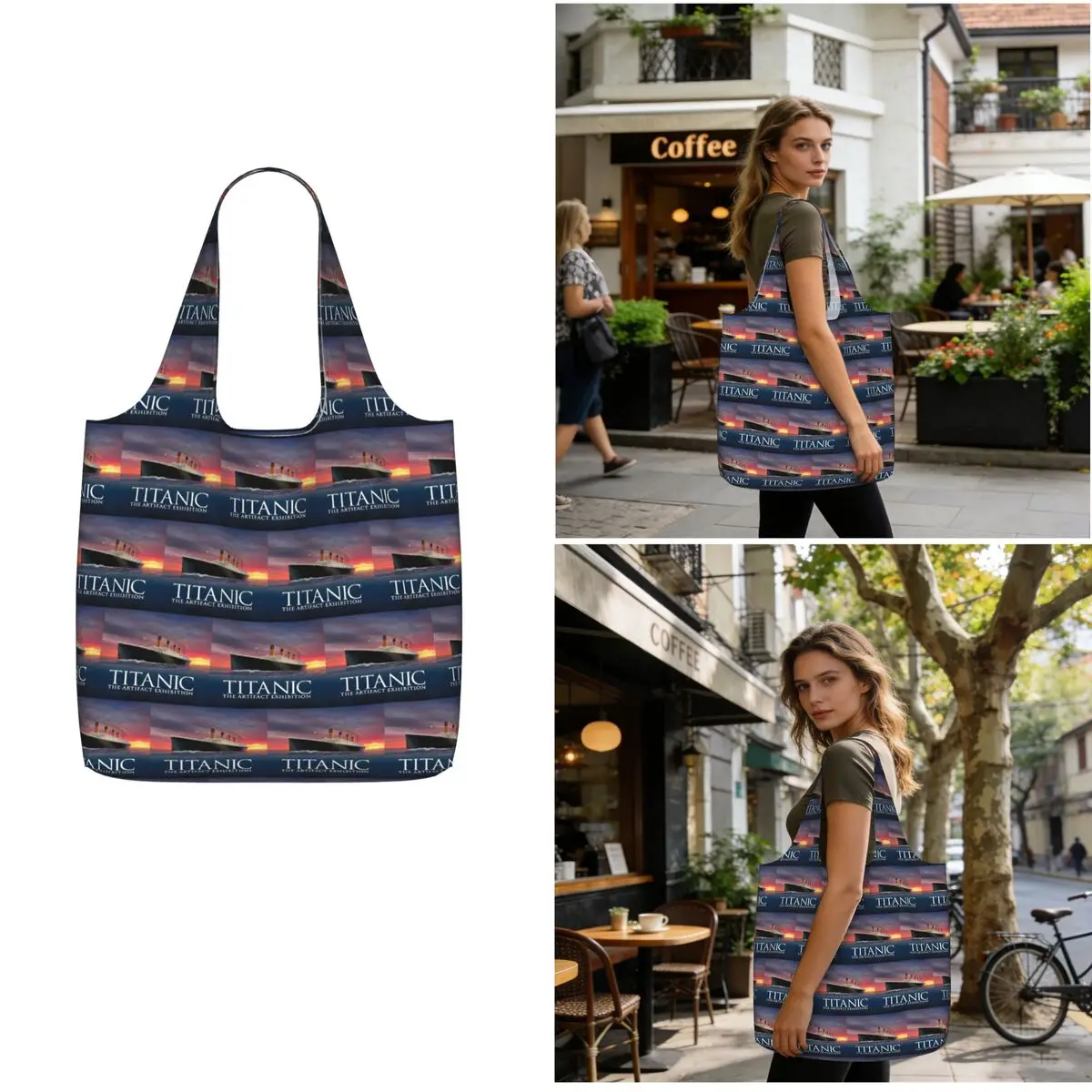 Titanic Romantic Movie Shopping Tote Bag Canvas Large Capacity Shoulder Bags Shopper Grocery Handbag for Women