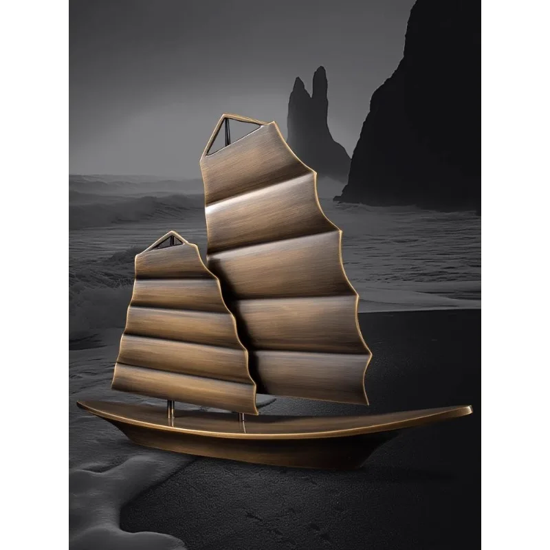 Retro sailboat model ornaments, metal handicrafts home decorations, living room study desktop entrance decoration