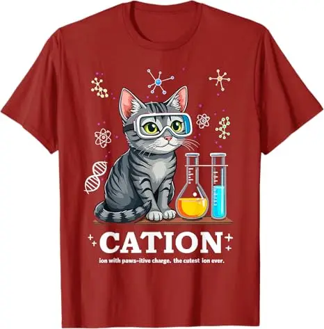 Cat Chemistry Humor Science Teacher Gift for Cat Mom Dad T-Shirt Funny Chemist Lover Graphic Outfit Saying Tee Short Sleeve Tops
