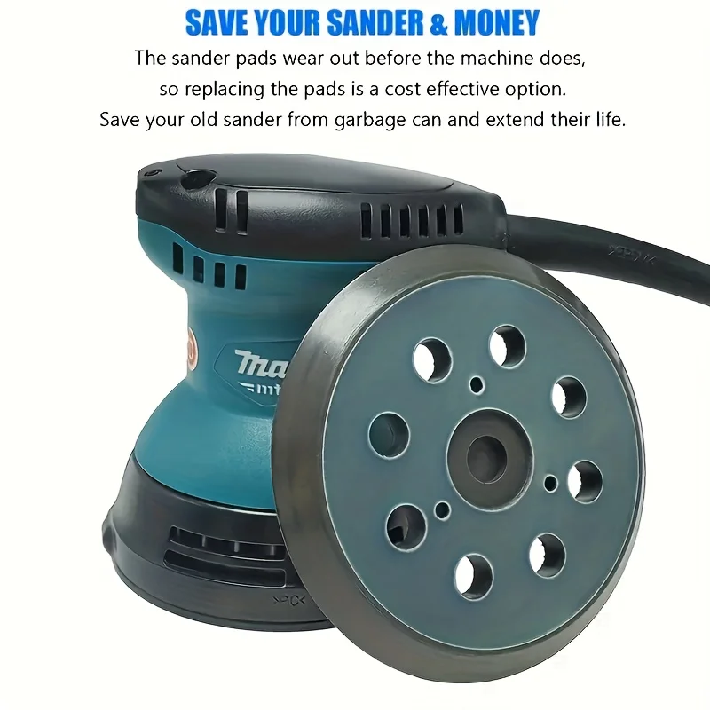 1 шлифовальный станок диаметром 5 дюймов с 8 отверстиями, сменная шлифовальная подушечка с крючком и кольцом, подходит для шлифовальной машины Makita BO5010, BO5030/K, шлифовальной машины