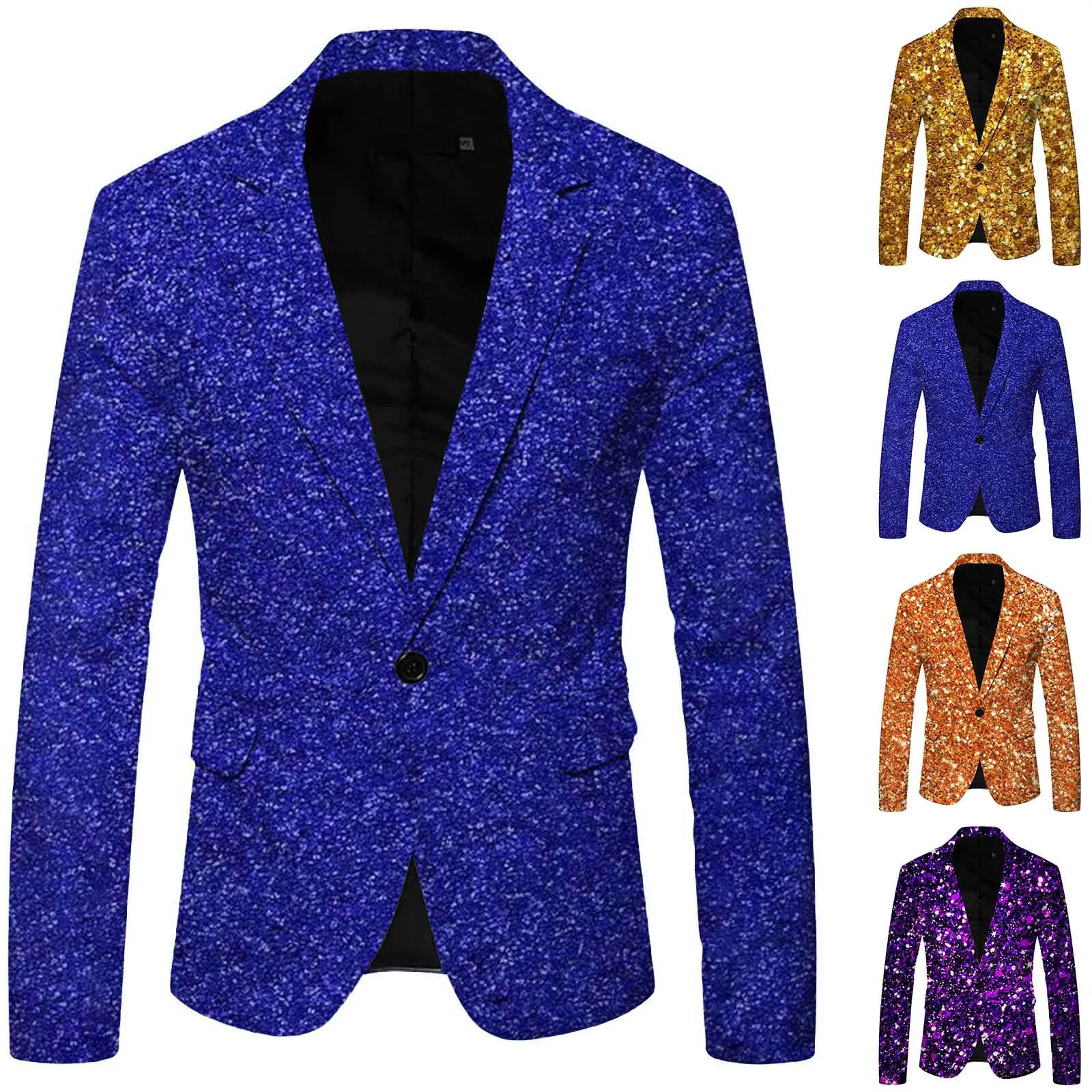 Men\'S Suit 3d Sequin Suit Printed Pocket Lapel Button Up Suit Blazers Three Casual Party Wedding Social Men Suits Jacket Coat