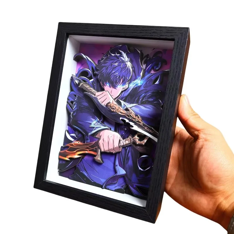 

В наличии аниме Solo выравнивание 3d стереоскопическая картина фигурка Seong Jin Woo рисунок собирать украшение для спальни плакат фоторамка